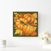 秋シーズンハロウィンカボンプキンパターン スクエア壁時計 (ホーム)