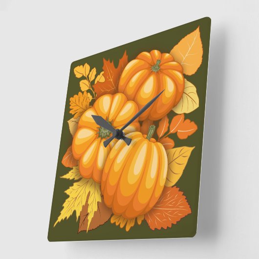 秋シーズンハロウィンカボンプキンパターン スクエア壁時計 (傾斜)