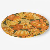 秋シーズンハロウィンカボンプキンパターン ペーパープレート (アングル)