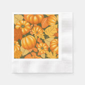 秋シーズンハロウィンカボンプキンパターン 縁ありカクテルナプキン (正面)