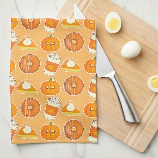 秋シーズンパンプキントリート キッチンタオル (四つ折り)
