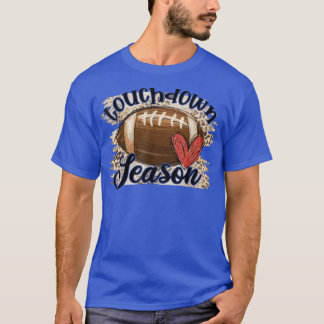 秋シーズンヒョウ柄タッチダウンシーズンラグ Tシャツ