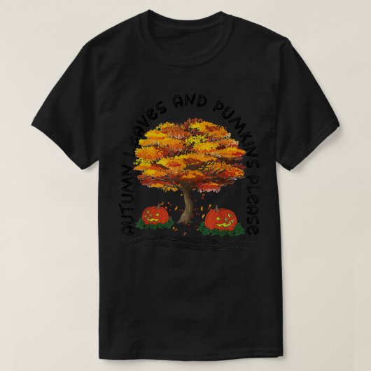 秋シーズンフォリング紅葉とカボチャのペル Tシャツ (デザイン正面)