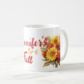 秋シーズンブーケ名前をカスタムする コーヒーマグカップ (正面右)