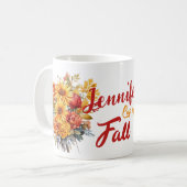 秋シーズンブーケ名前をカスタムする コーヒーマグカップ (正面左)