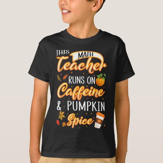 秋シーズンマス先生カフェインパンプキンスパイスラ Tシャツ (正面)