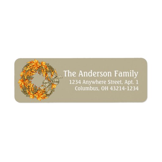 秋シーズンリースデザイン7差出人住所ラベル ラベル (正面)