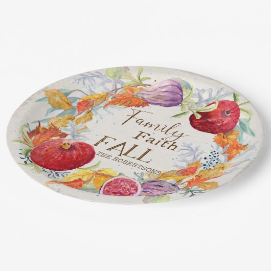 秋シーズン家族の信仰秋ハーベスト葉アート ペーパープレート (アングル)