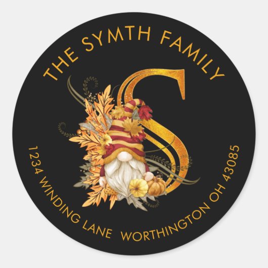 秋シーズン格言モノグラムレターS住所 シール (正面)