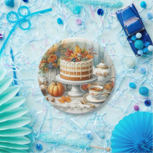 秋シーズン誕生日ティーパーティー ペーパープレート (パーティー)