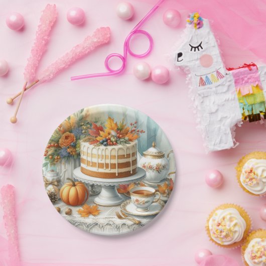 秋シーズン誕生日ティーパーティー ペーパープレート (パーティー)