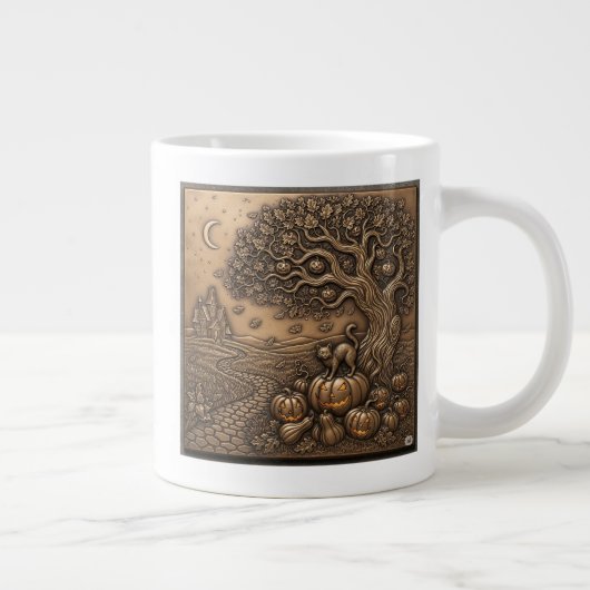 秋シーズン青銅ハロウィンシーン ジャンボコーヒーマグカップ (右)