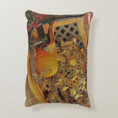 秋シーン – カボチャとビタースウィートつる植物オンベンチ アクセントクッション (裏面(縦))