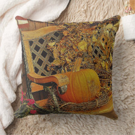 秋シーン – カボチャとビタースウィートつる植物オンベンチ クッション