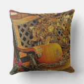 秋シーン – カボチャとビタースウィートつる植物オンベンチ クッション (裏面)