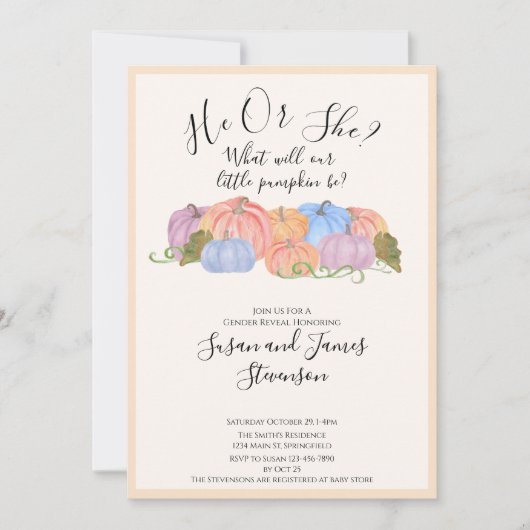 秋ジェンダリビールリトルカボチャテーマ招待状 招待状 (正面)