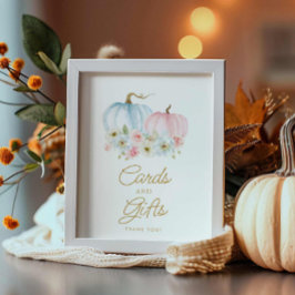 秋ジェンダーがカードとギフトを明らかにする赤ちゃんシャワー ポスター