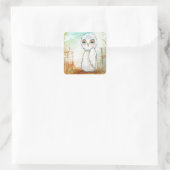 秋ジョイお洒落ウッドランドフクロウ絵画アート スクエアシール (バッグ)