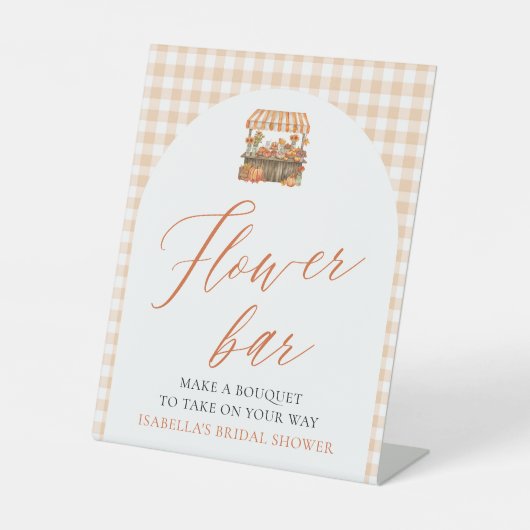 秋ジンガムフレッシュオフザマーケットフラワーバー 台座サイン (正面)