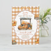 秋ジンガム地元で育った市場の赤ちゃんシャワー 招待状 (スタンド正面)