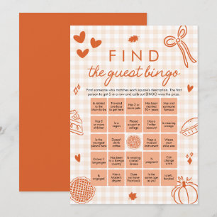 秋ジンガムFind the Guest Bingo Baby Shower Game 招待状