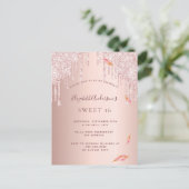 秋スイート16パーティーバラ金ゴールドグリッター招待 ポストカード (スタンド正面)