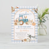 秋スウィートリトルカボキンブルーギンガムベビーシャワー 招待状 (スタンド正面)