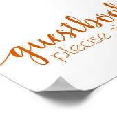 秋スクリプト |バーントオレンジ色のゲストブックテーブルの看板 ポスター (角)