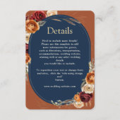 秋スタイリッシュのオレンジ色のネイビー結婚フローラ詳細 エンクロージャーカード (正面)