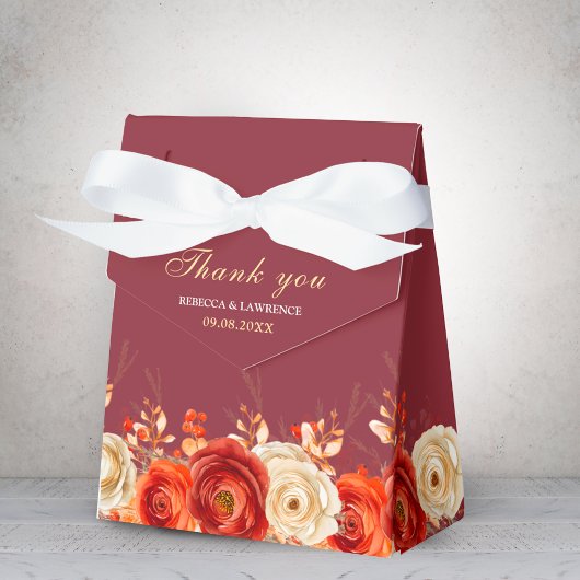 秋スタイリッシュのテラコッタ茶結婚色の花 フェイバーボックス