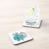 秋スタイリッシュウォーターカラーカボンプキンズブルーピンク秋 コースター (右側)