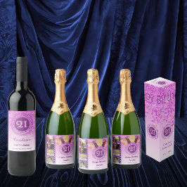 秋スタイリッシュピンクグリッター21歳 ワインラベル