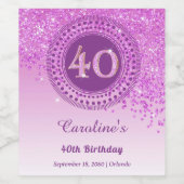 秋スタイリッシュピンクグリッター40歳 ワインラベル (シングルラベル)