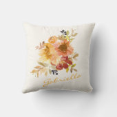 秋スタイリッシュ秋水彩フローラパーソナライズされた クッション (裏面)