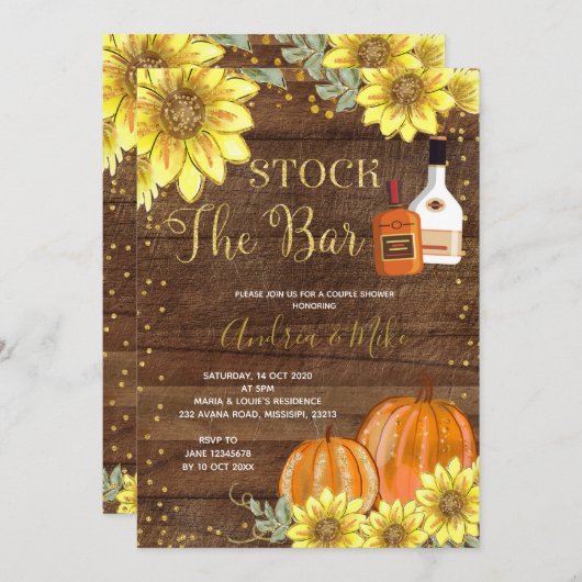 秋ストックザ素朴バーカップルシャワー招待状 招待状 (正面/裏面)