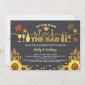 秋ストックバー黒板ひまわり金ゴールド 招待状 (正面)