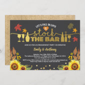 秋ストックバー黒板ひまわり金ゴールド 招待状 (正面/裏面)