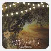 秋ストリングライツオークツリー結婚式の引き出物シール スクエアシール (正面)