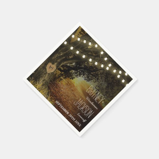 秋ストリングライツオークツリ結婚ーのナプキン スタンダードカクテルナプキン (角)