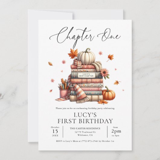 秋ストーリーブックファースト誕生日チャプター1秋 招待状 (正面)