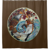 秋スパイラルキツネ シャワーカーテン (正面)