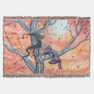 秋スランバーファンタジーウィッチキャットハロウィンアート スローブランケット