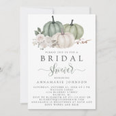 秋セージグリーンアンドホワイトパンプキンフローラブライダル 招待状 (正面)