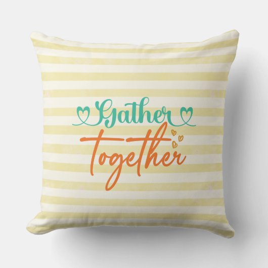秋タイポグラフィデザイン- "Gather Together"秋 クッション (正面)