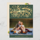 秋タイポグラフィ感謝状の写真カード シーズンカード (正面/裏面)