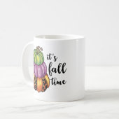 秋タイム引用文カラフルパンプキンスクラフティ コーヒーマグカップ (正面左)