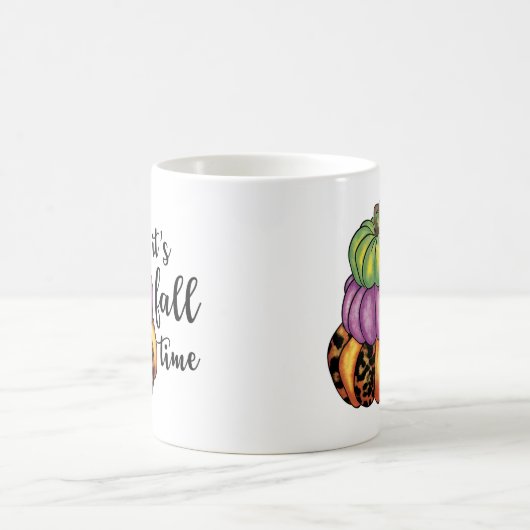 秋タイム引用文カラフルパンプキンスクラフティ コーヒーマグカップ (中央)