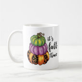 秋タイム引用文カラフルパンプキンスクラフティ コーヒーマグカップ (左)