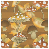 秋タイルきのこ模様 ファブリック (クローズアップ)