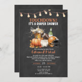 秋タッチダウンおむつベビーシャワービール 招待状 (正面/裏面)